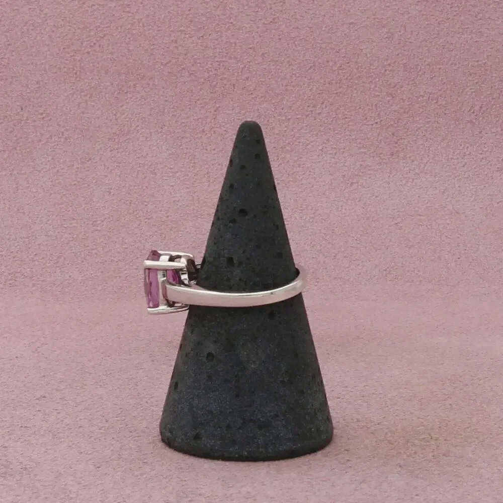 sterling silver oval-cut pink topaz solitaire ring size 6